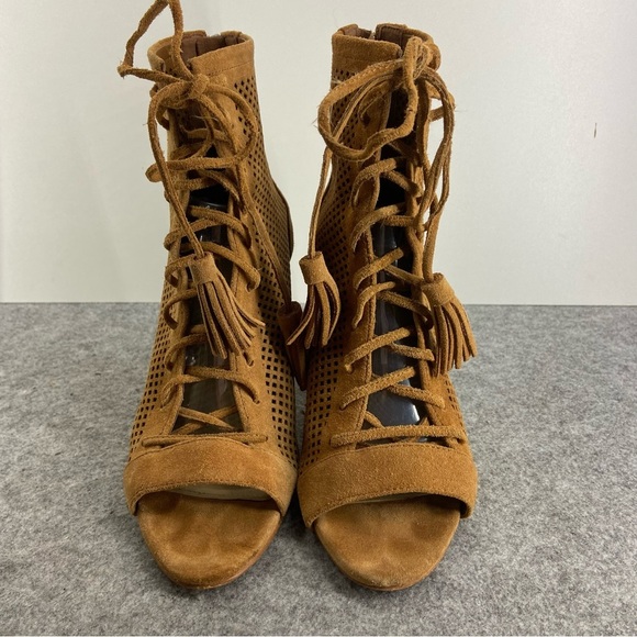 Marc Fisher Shaini Dark Tan Suede Lace Up Heels Women’s Size 7M - Picture 2 of 10